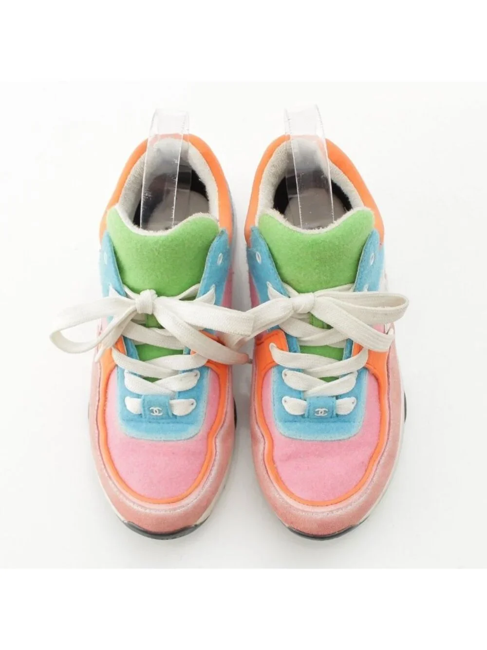 Chanel Suede CC Logo Sneakers Multicolor